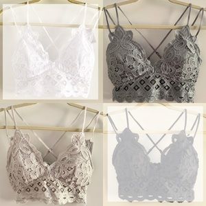 Anemone lace crochet bralette in Dove or Lt Gray